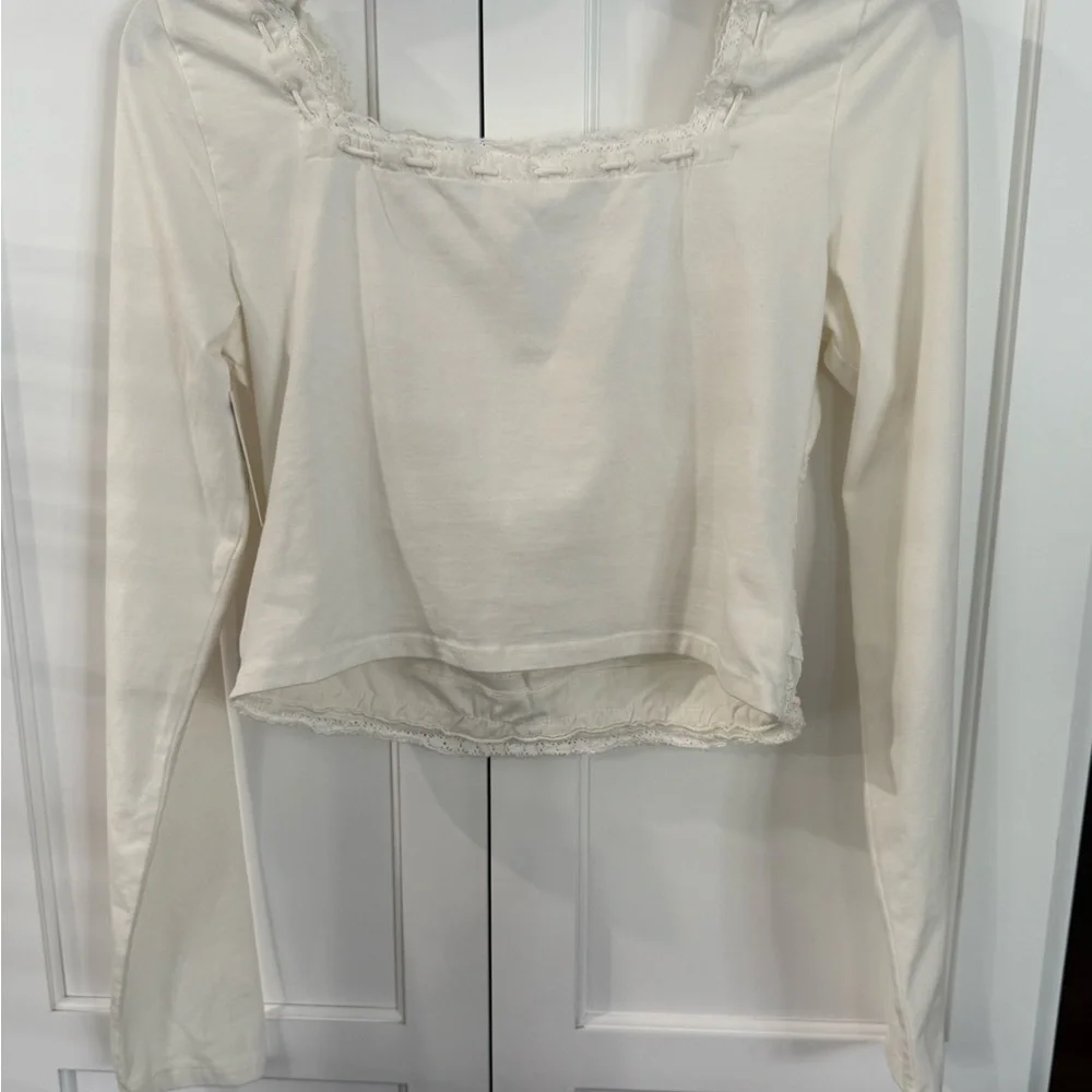 FREE PEOPLE NEW SCARLETT SMOCKED LONG SLEEVE  IVORY